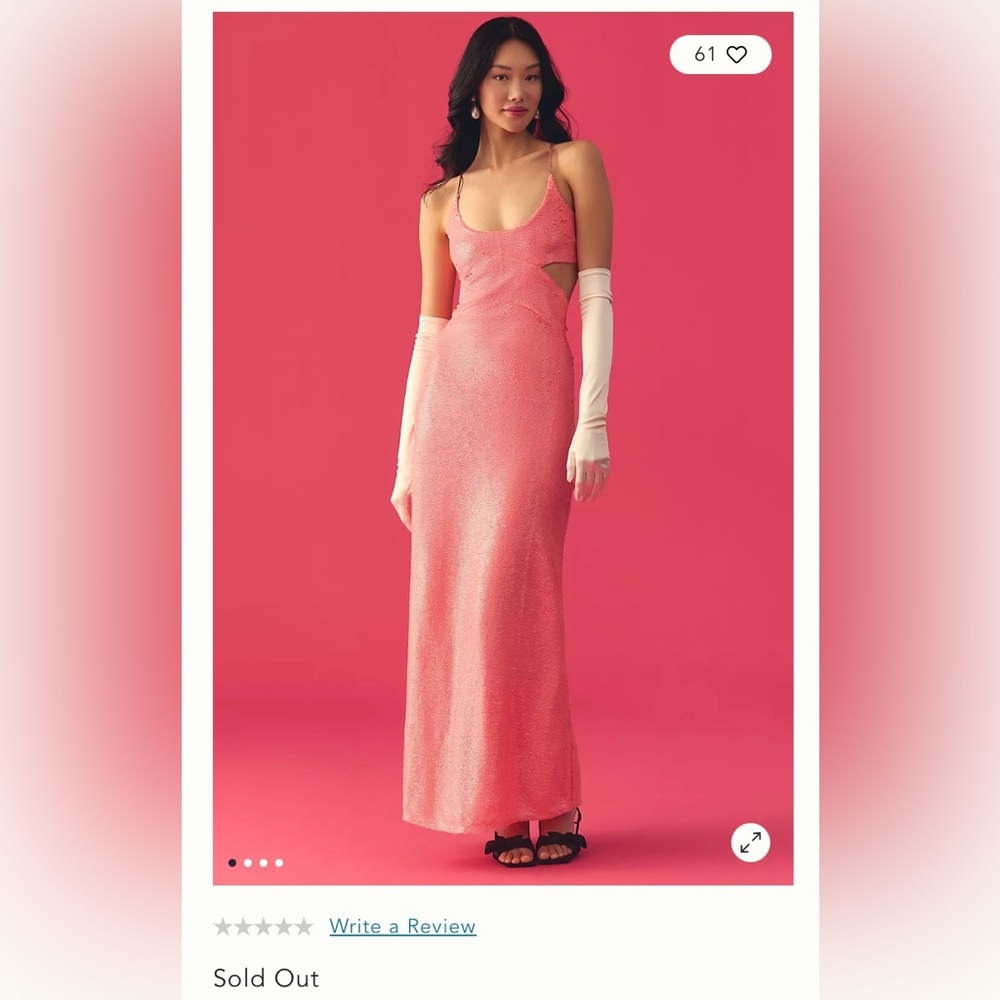 Anthropologie pink sequined gown size large mermaid homecoming queen